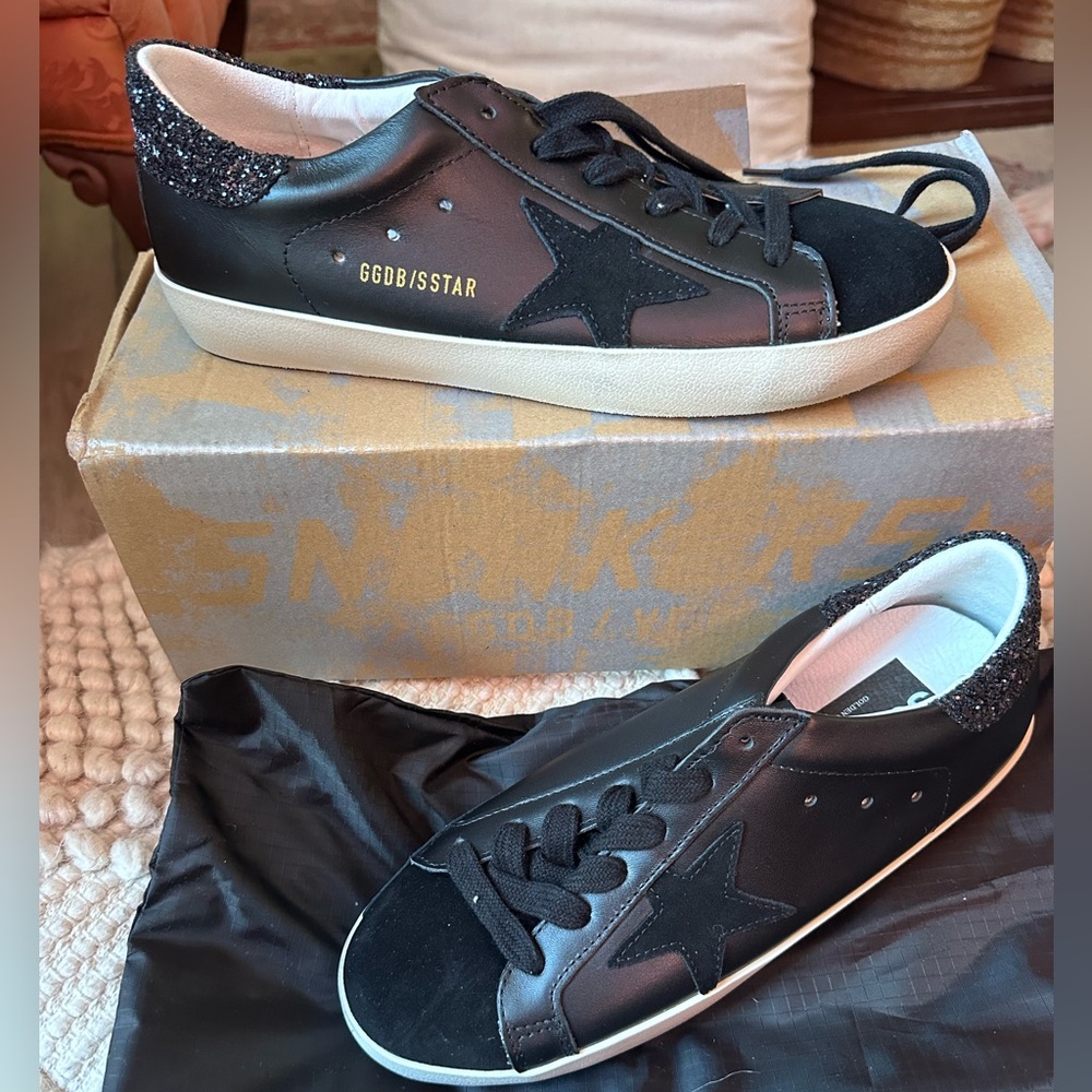 Golden Goose Black and Glitter Sneakers